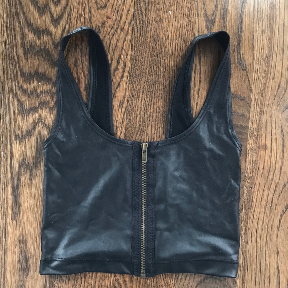 Leather Zipper Crop Top